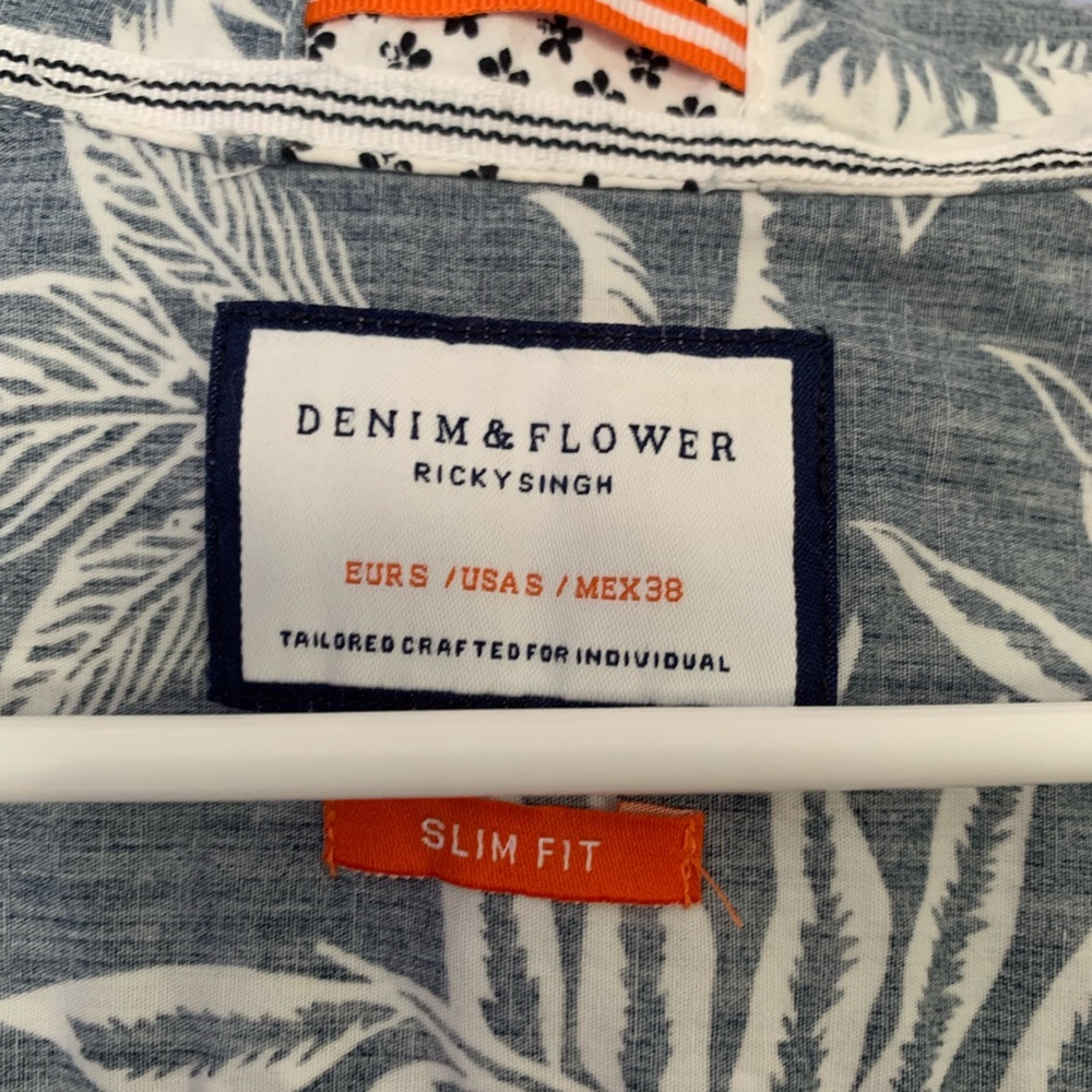 DENIM&FLOWER PRINTED BUTTON DOWN